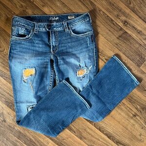 Silver Jeans Custom Patchwork Distressed Tuesday Bootcut Jeans